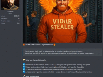 Vidar Stealer 2.0 Infostealer’ın Hırsızlığını ve Kaçışını Artırıyor